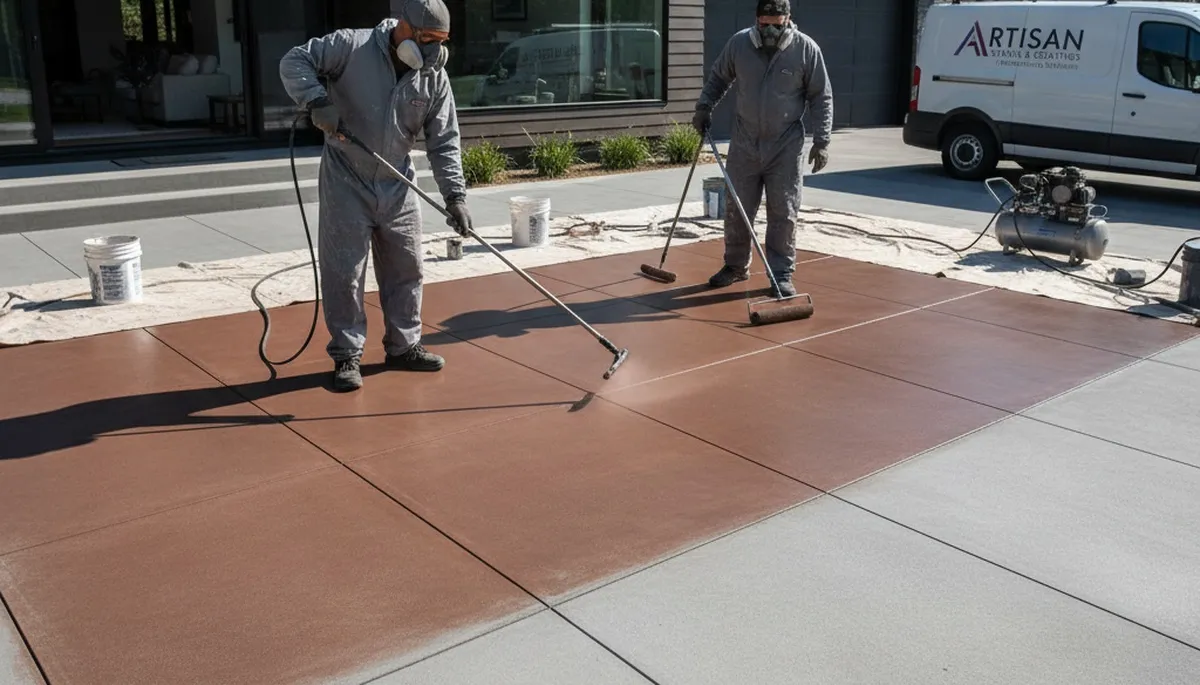 Professional concrete staining for patios and driveways in Escondido, CA by expert house painters
