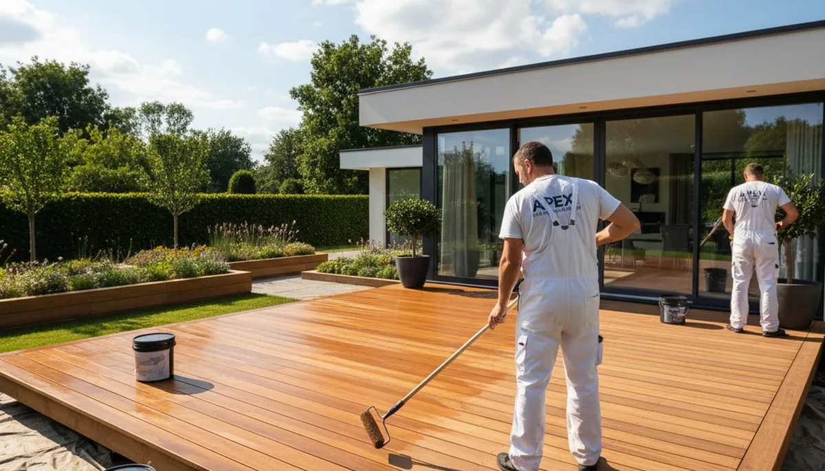 Professional deck staining service in Escondido, CA protecting wood surfaces from sun and weather damage