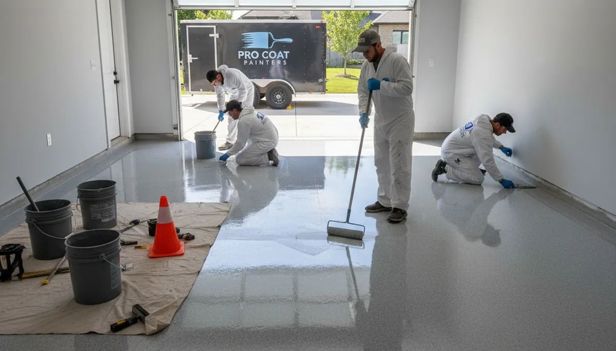 Professional epoxy garage floor coating in Escondido, CA for durable, high-gloss concrete finish