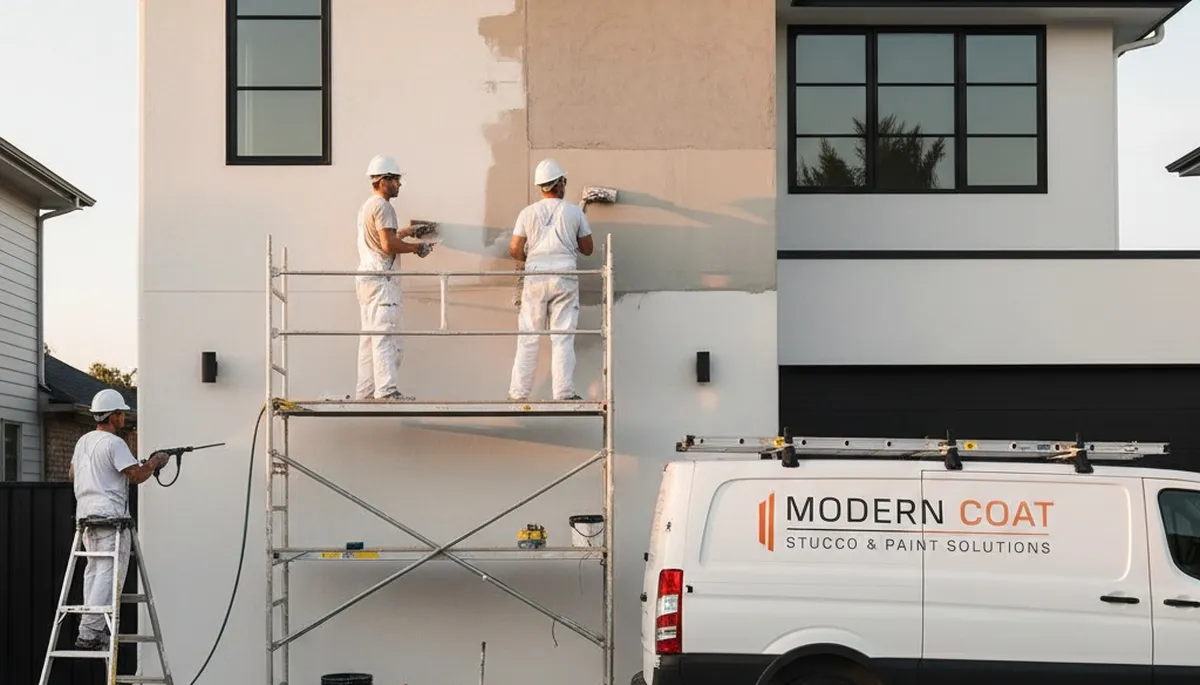 Professional stucco repair on home exterior in Escondido, CA by expert house painting contractors