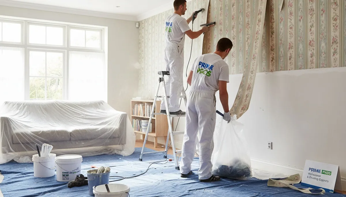 Professional wallpaper removal and surface prep by house painters in Escondido, CA