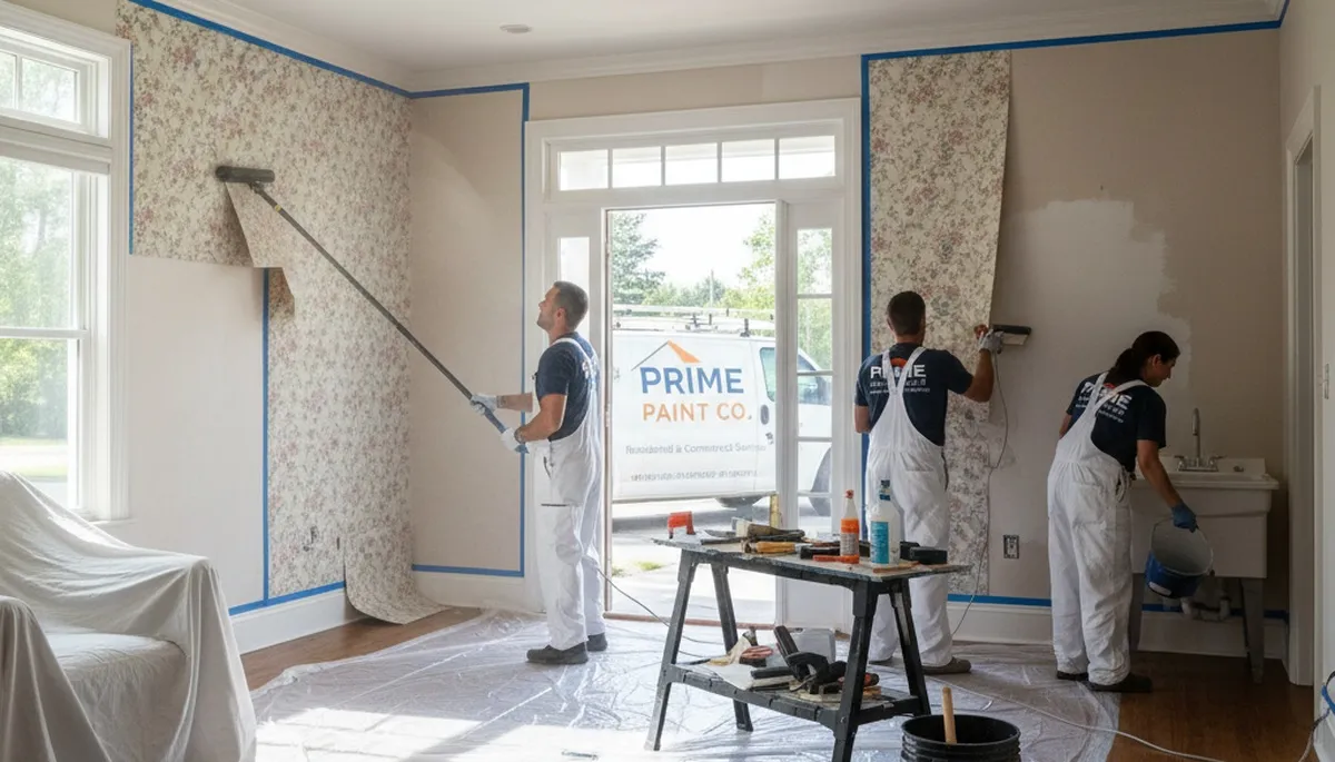 Professional wallpaper removal and wall prep by house painters in Escondido, CA